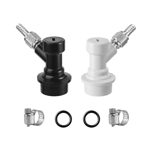 Dbgogo 1 Pairs Corny Keg Ball Lock Quick Disconnect Set, Home Brewing Cornelius Keg Parts Ball Lock Keg Fittings with Stainless 5/16'' Gas 1/4'' Beer Barb Swivel Nuts Hose Clamp for Keg Post Coupler