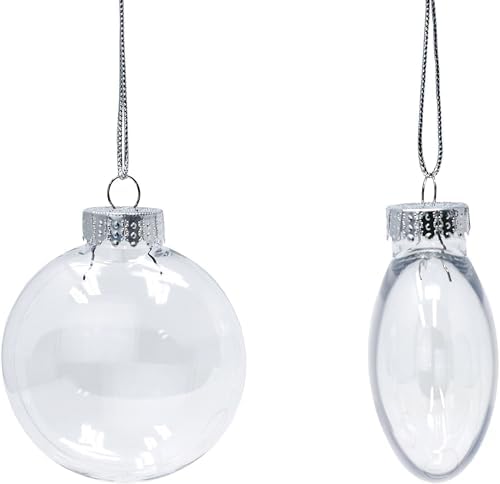 Creative Hobbies® 80mm (3.15") Clear Plastic Disc Ornaments - Plastic Ornaments for Crafts - Fillable Round Disc Ornaments - Pre Strung with Hanging Cord | Pack of 12