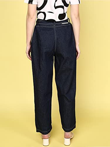 Image of JUNEBERRY Cotton Comfort Fit Ankle Length Navy Denim for Women (JJE0123NYRGMC008)
