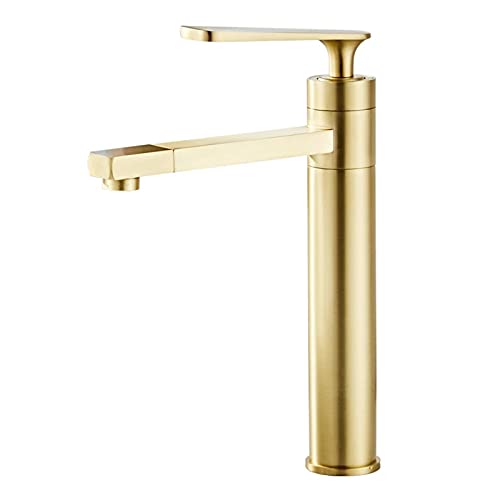 Robinet de salle de bain or brossé FBSHAD en laiton au bec pivotant 360