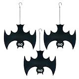 Outdoor Metal Bats, Halloween Decoration, Glow-in-The-Dark Hanging Bats, Silhouette Pendant Outdoors, Halloween Decorative Animals, Set of 3