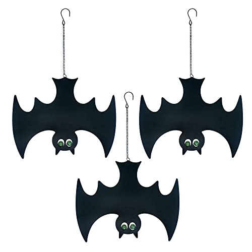 Outdoor Metal Bats, Halloween Decoration, Glow-in-The-Dark Hanging Bats, Silhouette Pendant Outdoors, Halloween Decorative Animals, Set of 3