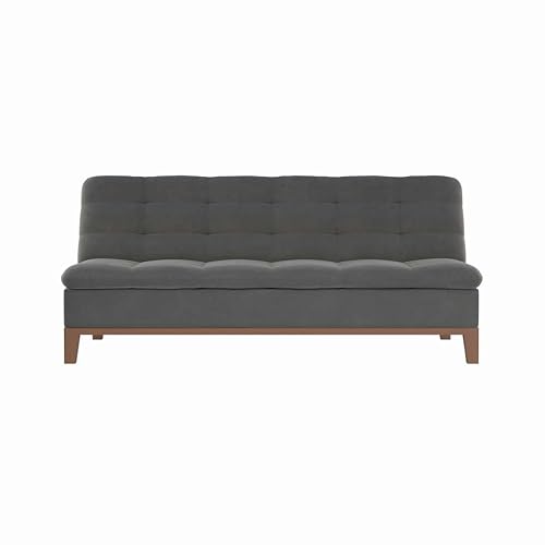 Sofá-Cama 3 Lugares Casal Premium Winner Base e Pés de Madeira Suede Cinza