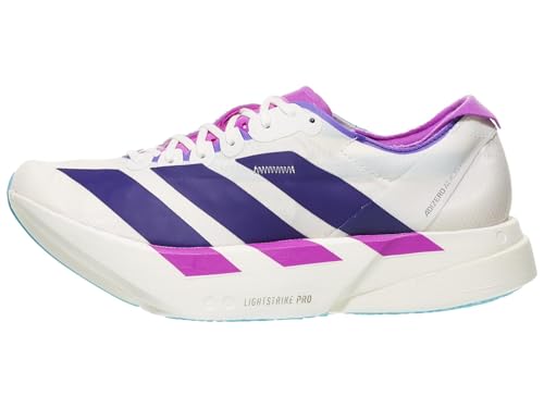 Adidas CWHITE/CPURPL/SEBLBU Women's Adizero Adios PRO 4 W Core whiteCollegiate Purple/Semi Blue Burst 9 US, 9 Wide