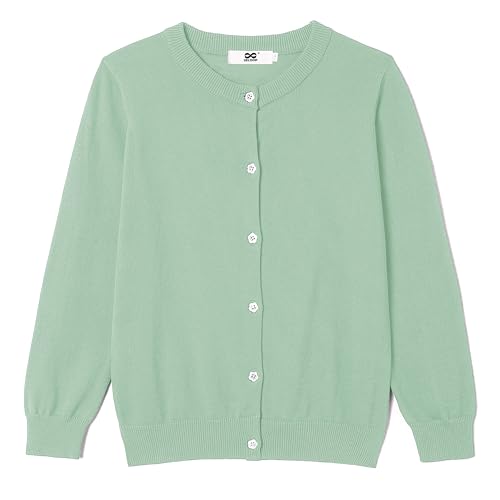 Image of Girls' Cardigan Sweater [Cute Petal Buttons] Cotton Long Sleeve Crewneck Uniform Sweater for 5-14 Years Girls
