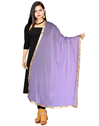 Dupatta Chunni Semi Chiffon Golden Lace Stole Neck Wrap Scarf Hijab for Her