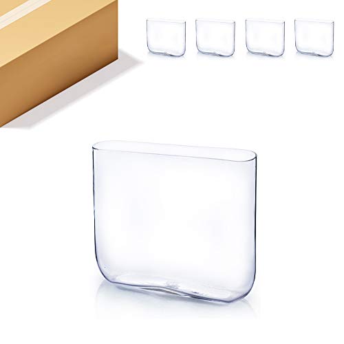 WGV Long Rectangle Block Vase Bulk, Width 4", Length 12", Height 10", Clear Round Corners Glass Floral Container Wedding Party Event Decor, 4 Pieces