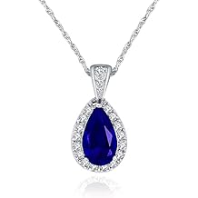 LAVINA Peardrop Halo Cubic Zirconia Pendant Necklace For Wedding Bridal,Prom