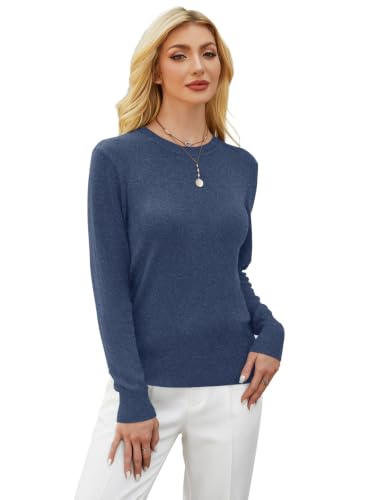 Image of GKBK Women's Wool Blend Sweaters 2026 Fall Fashion Lightweight Business Casual Outfits Long Sleeve Crew Neck Pullover Tops