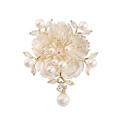 Broche Camélia Perle Idée Cadeau Femme : Corsage Élégant pour Robe et Grand Manteau