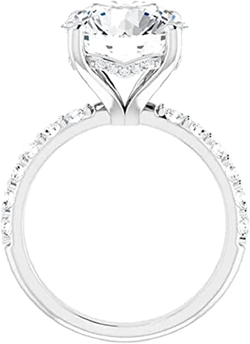 Moissanite World 5 CT Round Cut Colorless Moissanite Engagement Ring, Wedding/Bridal Ring Set, Solitaire Halo Style, Solid Sterling Silver Vintage Antique Anniversary Promise Ring Gift for Her4