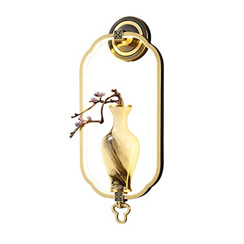 Xumh2024-3 Apliques de pared para interiores Lámpara de pared de cobre color esmalte chino dormitorio pasillo porche y accesorios de iluminación decorativos para salón, pasillo, dormitorio