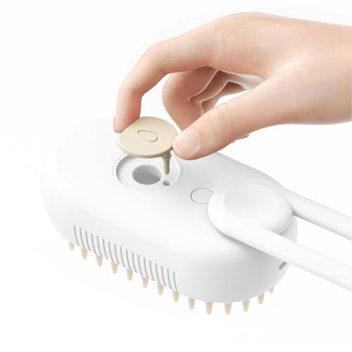Image of Cat Steamy Brush with Rotatable Handle 3 in 1 Grooming Steamy Brush for Cats and Dogs Massage Cleaning Spray Comb for Removing Tangled and Loose Hair (White)
