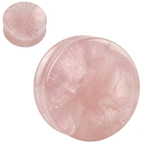soscene Rose Quartzite Organic Stone Ear Plugs Gauges Sold in Pairs (25mm-1 inch)