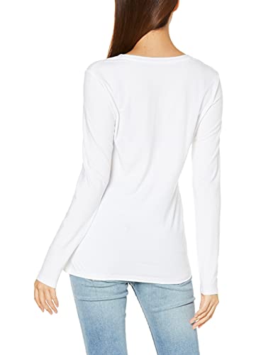 Amazon Essentials Women's Classic-Fit Long-Sleeve Crewneck T-Shirt, White, Medium