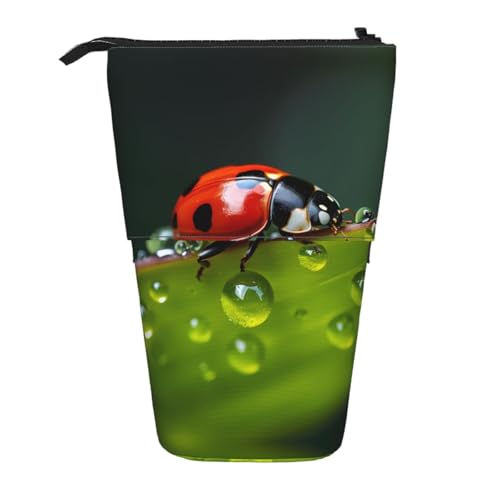 WBQLSL Bedrucktes einziehbares Federmäppchen mit sieben Sternen im Marienkäfer-Design, perfekt für Make-up, Schreibwaren oder eine Münzbörse.