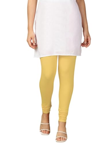 Image of Lux Cozi PYNK Solid Premium Cotton Lycra Churidar Leggings for Women | Regular Fit Elastic Waist Full Length Women Leggings | Free Size