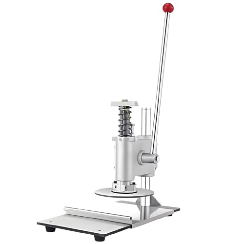 Máquina de prensa de masa de pizza, herramienta de repostería de acero inoxidable con bandeja extraíble y grosor ajustable, ideal para pasteles de mano y pastel de carne