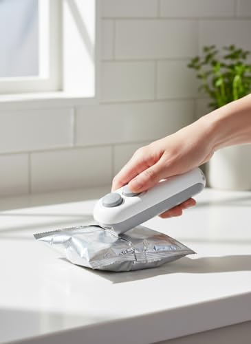 Image of Portable Plastic Sealing Machine - Handheld Food Packet & Bag Sealer, Vacuum & Heat Seal, 2-in-1 USB Rechargeable, Mini Kitchen Gadget for Snacks, Chips, Sandwiches, Airtight Storage