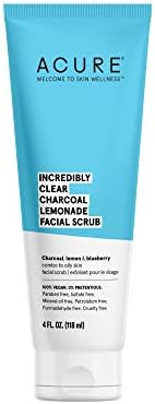 ACURE Incredibly Clear Charcoal Lemonade Facial Scrub | 100% Vegan | For Oily to Normal & Acne Prone Skin | Charcoal, Lemon & Blueberry - Exfoliates & Detoxifies | 4 Fl Oz (Packaging May Vary)