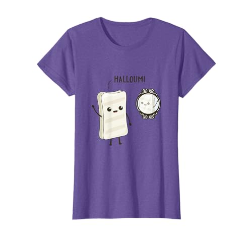 Funny pun gifts Halloumi T-Shirt - Women's, Unisex-Adults, Cheese lovers, Pun enthusiasts, Kids, Adults, Birthday gift - White, Small, Long Sleeve