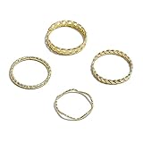 Set mit 4 verschiedenen Ringen, goldfarben, schick, trendig