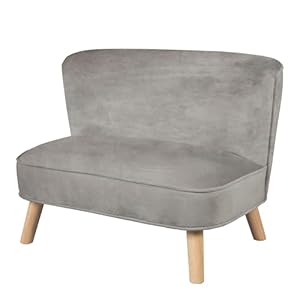 roba Canapé Enfant en Velours « Lil Sofa » Scandinave – 2 Places – Fauteuil Rétro Confortable – Gris