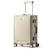 [タンスのゲン] 在庫一掃プライス スーツケース 多機能 アルミフレーム Mサイズ フロントオープン 大容量 62L 3泊4日 4泊5日 3-7泊 TSAロック スマホスタンド USB充電 ドリンクホルダー 軽量 頑丈 キャリーケース 84200005(101058)