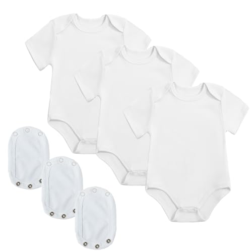 Newborn Baby Bodysuit Set Baby Clothes Set Infant Short Sleeve Cotton One-Piece Outfit with Extender