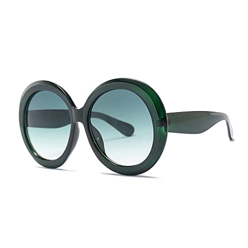 Lunettes de soleil rondes pour la conduite rétro chic et grand format vert noir
