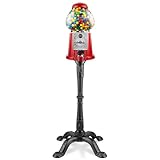 Olde Midway 15' Gumball Machine with Stand - Red, Vintage-Style Bubble Gum Candy Dispenser with Glass Globe and Metal Base
