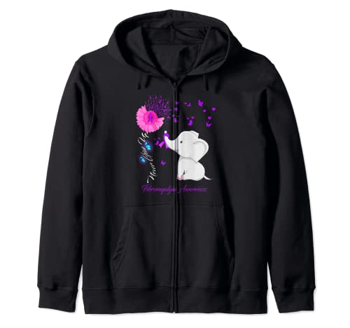Elefante Fibromialgia Awareness - Fibromialgia Ribbon Gifts Sudadera con Capucha