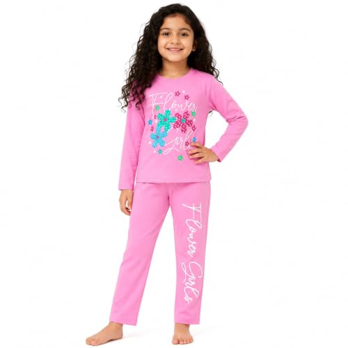 Image of NammaBaby Girl's Soft Cotton Night Suit (Printed T-Shirt & Pant Set /Girls Night Dress /Nightwear) Pack of 1