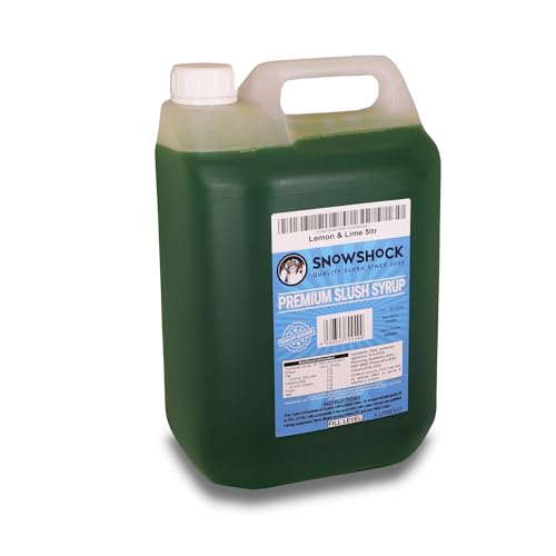 SnowShock Slush Syrup 5L Lemon & Lime | Slushy Concentrate Dilute for Ice Slushie Machine - Makes Up To 110 Drinks - Refreshing Frozen Drink Mix for Kids Parties, Cafes, Events & Food Vans | Vegan