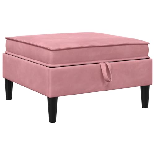 Taburete de sofá con almacenamiento en terciopelo rosa premium de 70cm 2