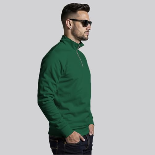 Image of Unisex Stylish Half Zipper Solid Sweatshirt