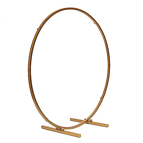 BalsaCircle Backdrop Stand 24-Inch Gold Round Metal Floral Hoop Standing Wreath Ring Centerpiece Wedding Party Events Home Decorations Supplies