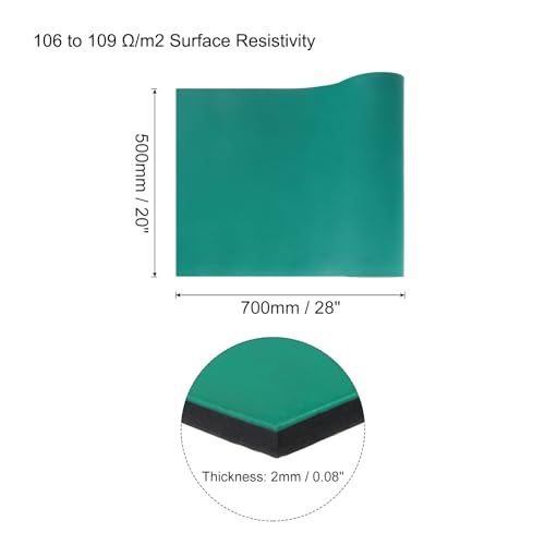 Image of MECCANIXITY 28 inch x 20 inch Extra Large ESD Silicone Soldering Mat High Temperature Anti Static Workbench Grounding Desk Pad for Electronics Repair, 0.08 inch