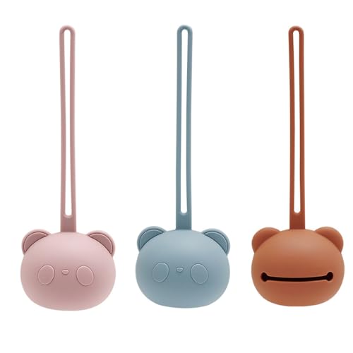 THQAE 3 Pcs boite tetine bebe, Étui Porte-Sucette en Silicone, Pochette Portable de Voyage pour Sucettes Nouveau-nés, Contenant de Rangement en Silicone sans...