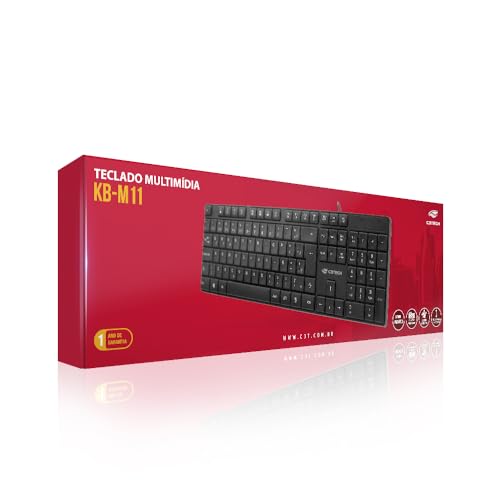 Teclado C3Tech USB Multimidia KB-M11BK PRETO, Teclas baixas slim, Layout padrão português brasileiro