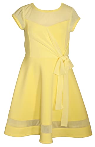 Bonnie Jean Girls Size 7-16 Yellow Scuba Illusion Tie Waist Skater Dress (Size 12) #TOP29