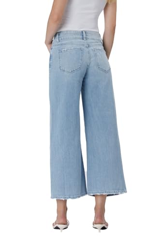 VERVET High Rise Two Buttons Crop Wide Leg Jeans T64093