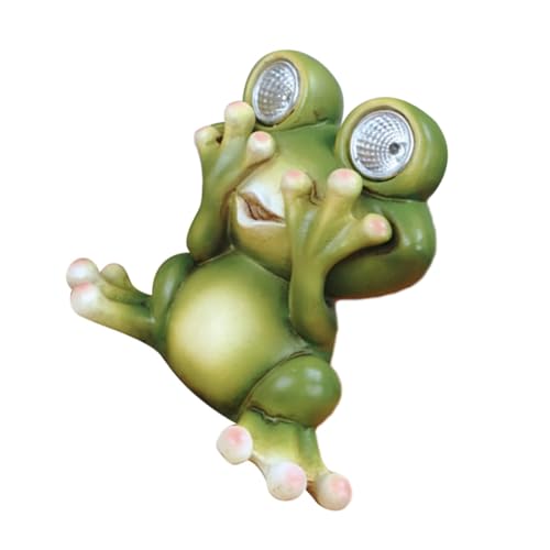 JOINPAYA Lampada Solare da Giardino in Resina a Forma di Rana Decorazione Luminosa per Prato Esterno Luce Notturna a Energia Solare Ornamento Artigianale per Cortili e Feste All’Aperto