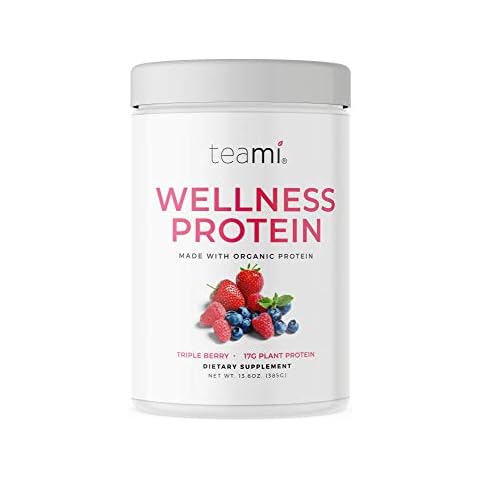 Teami Vegan Protein Powder with Organic Ingredients - Smooth Plant Based Pea Protein Powder with Low Net Carbs, Non-GMO, Dairy Free, Soy Free, No Sugar Added - Triple Berry (14 Servings, 13.6 Ounce) Cover