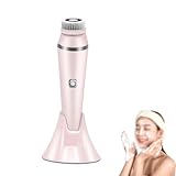 Cepillo de limpieza facial giratorio, resistente al agua, exfoliante facial eléctrico con 4 cabezales y 3 modos de velocidad para una limpieza profunda.,Pink