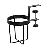 TISHITA クリップ式デスクカップホルダー ウォーターボトルホルダー 取り付け簡単 こぼれ防止ドリンクカップホルダー 自宅デスクアクセサリー オフィス用, 黒