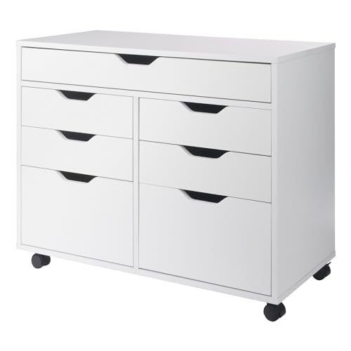 Image of Winsome Halifax Mobile Storage Cabinet with Doors & Drawers, Stylish & Functional Home Storage Cabinet for Filing, Kitchen Organization, Moveable Furniture for Office, Dorms, Apartments