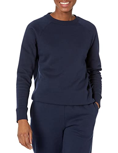 Amazon Essentials Womens Relaxed-Fit Crewneck Pullover Long-Sleeve Sweatshirt Navy Large