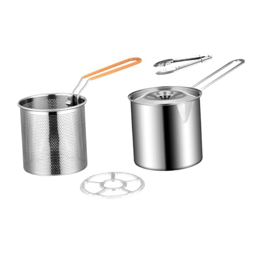 kowaku Olla freidora de Acero Inoxidable, sartén de Cocina, sartén Japonesa Tempura para Exteriores, con Rejilla para ollas