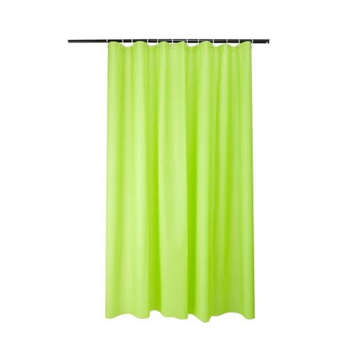 Cortinas de ducha de 150 cm de ancho, antimoho, para baño, color liso, impermeable, color verde, para bañera con anillas de cortina de ducha de 150 x 180 cm